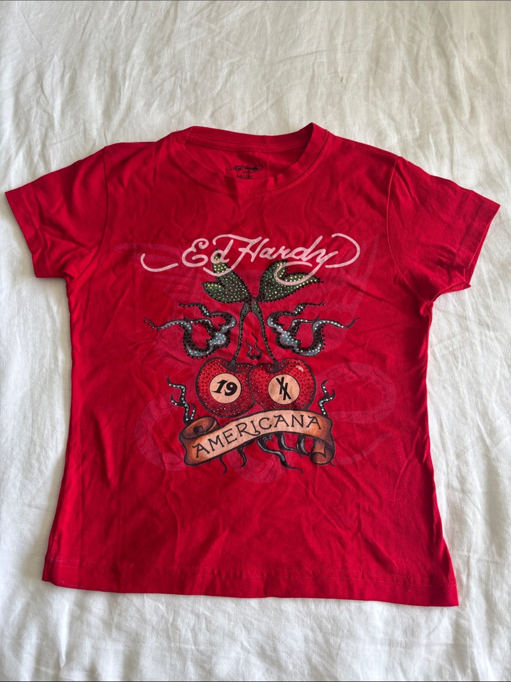 Ed Hardy women’s fit Short Sleeve Tee signed by Machine gun Kelly